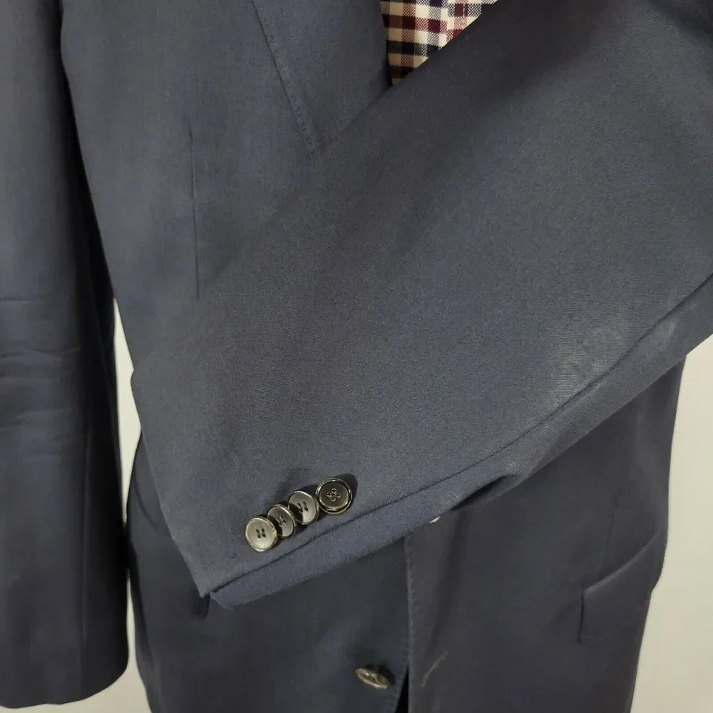 Hugo Boss Men's Sport Coat Blazer Two Button Navy Blue Guabello 120s Wool Sz 48R